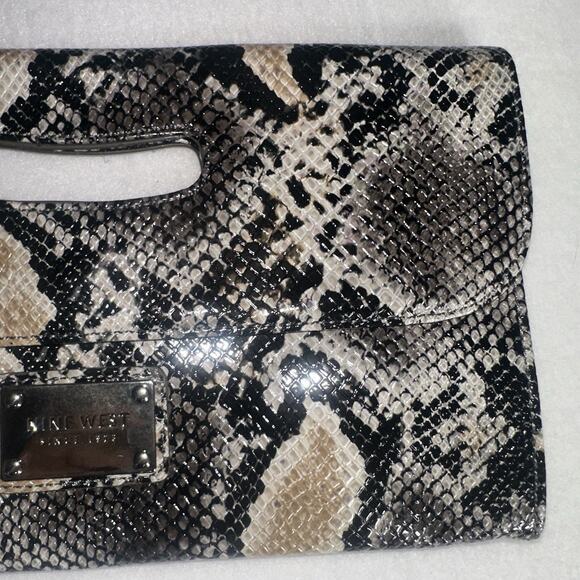 Nine West Snakeskin Envelope Purse Hand Bag Clutch Animal Print - Picture 4 of 9